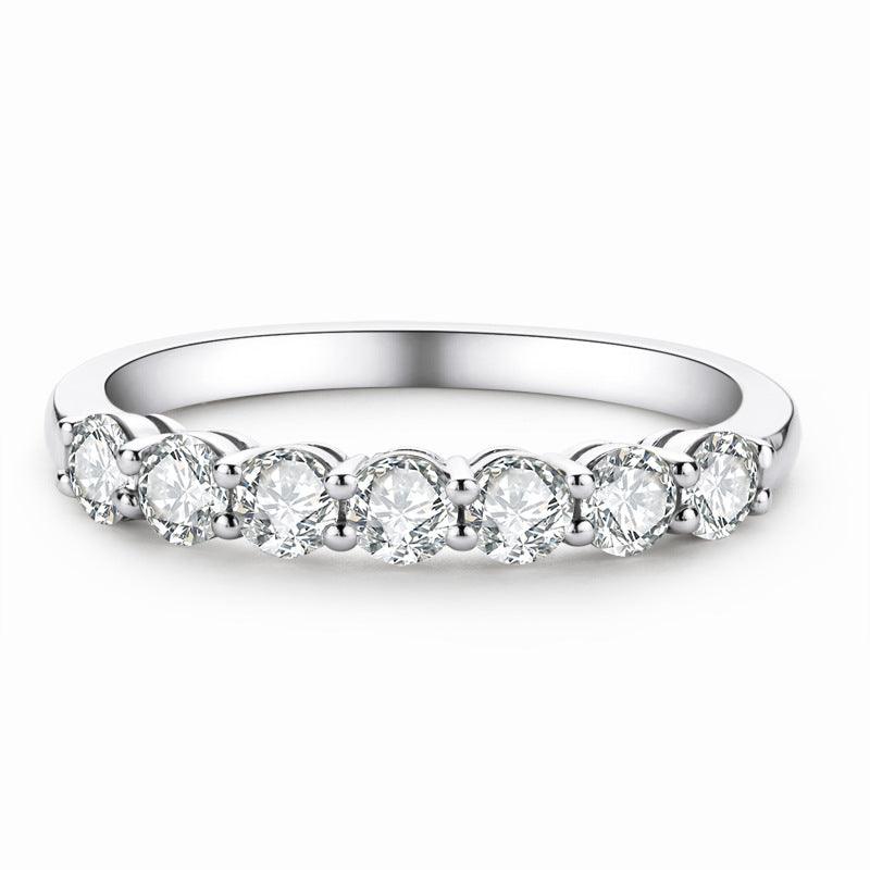 Moissanite Half Round Travel Ring | Sparkling 7-Stone Design