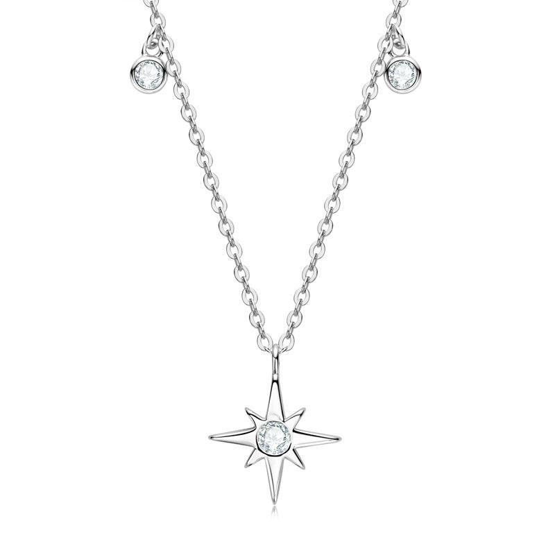 Moissanite Hexagram Star Pendant Necklace | Clavicle Chain