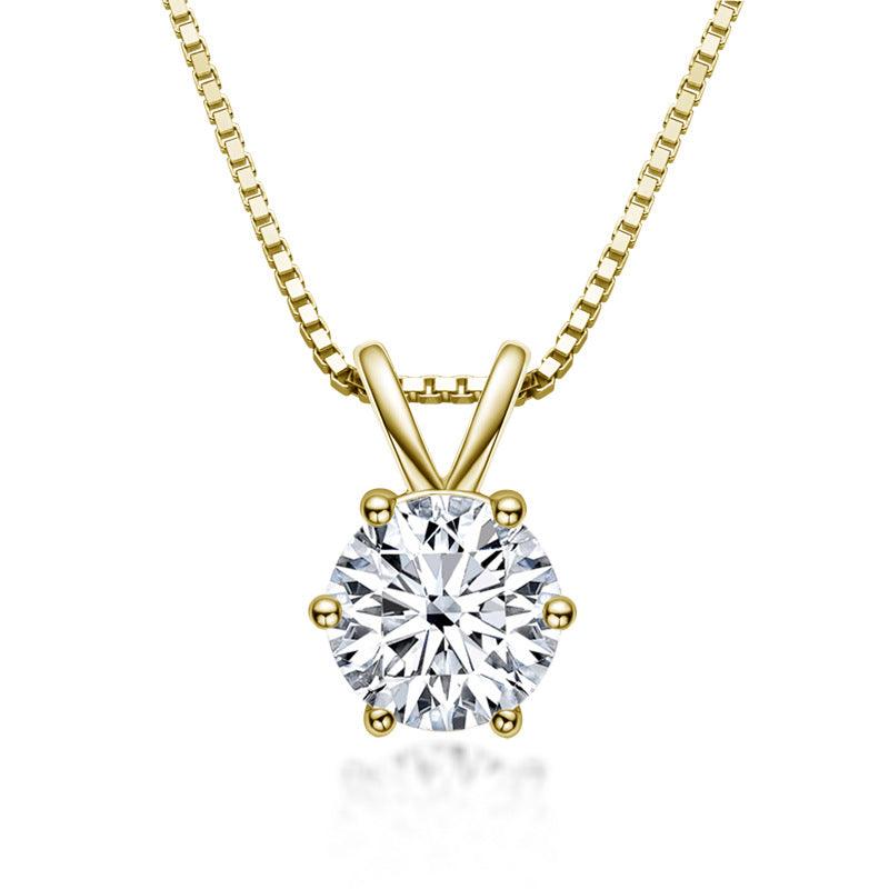 Moissanite Fashion Pendant Necklace | Sleek Six-Claw Design