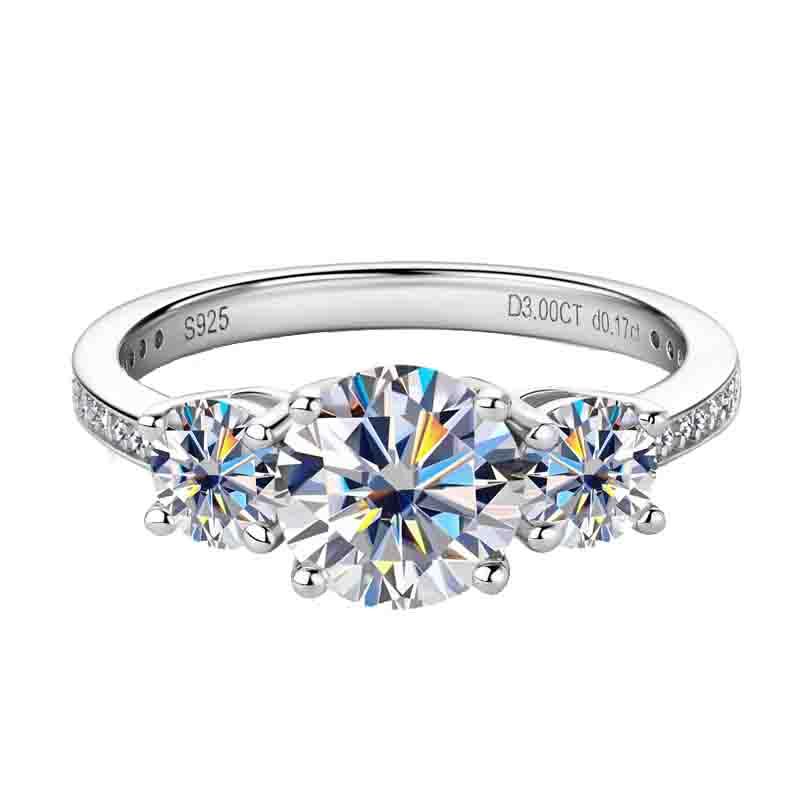 Moissanite Engagement and Travel Ring | 3ct Brilliant 925 Sterling Silver