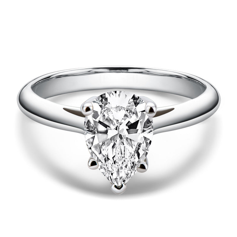 Moissanite Engagement Ring with Travel Band | Drop Shape 2ct D Color