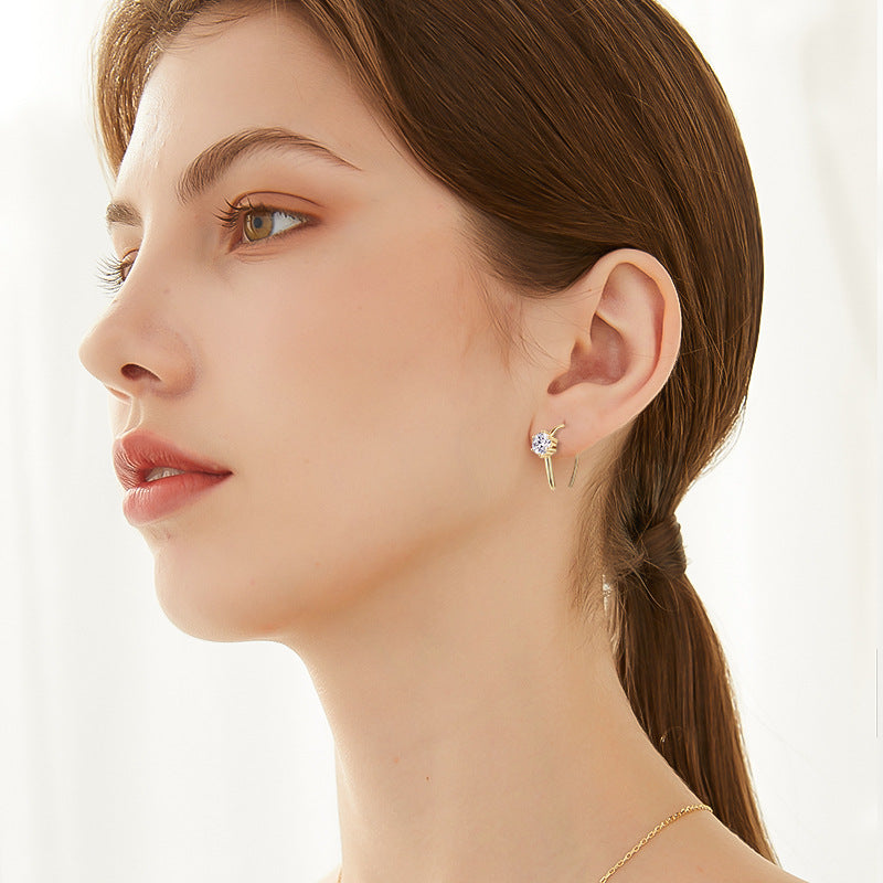 Boucles d'oreilles puces en diamant Mossan en forme de U