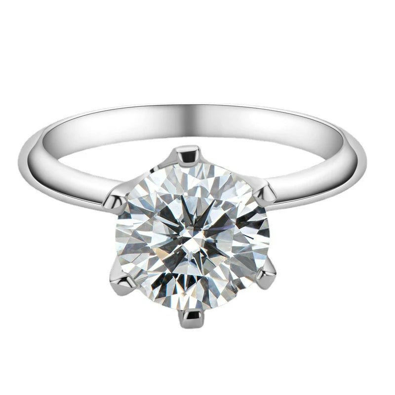 Classic Moissanite Claw Set Travel Ring | 925 Silver Wedding Band