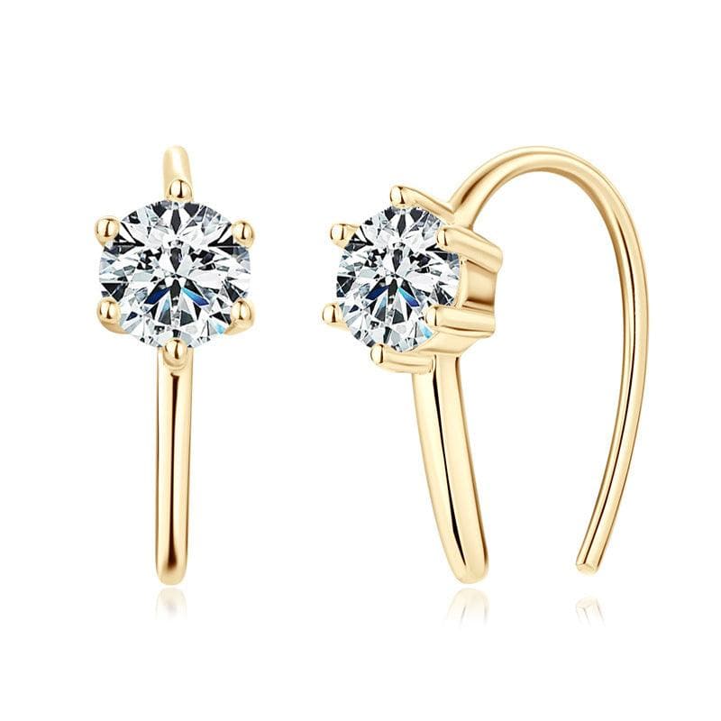 KaiSun Jewelry Lab-grown Mosan diamond earrings U-shaped - KaiSunJewel