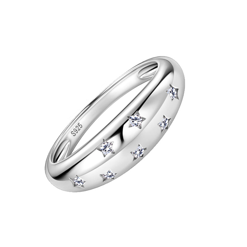 Moissanite Starry Night Ring in S925 Silver | Celestial Elegance