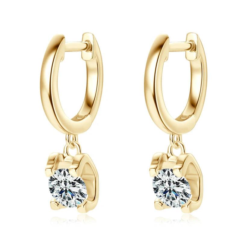 18K Gold Plated Moissanite Dangly Earrings | Elegant Design